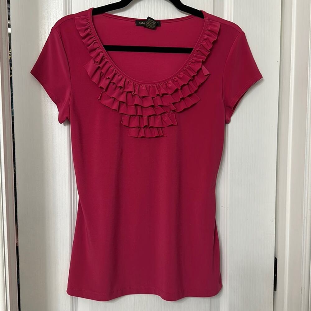 Susan Lawrence, dark pink top, size s